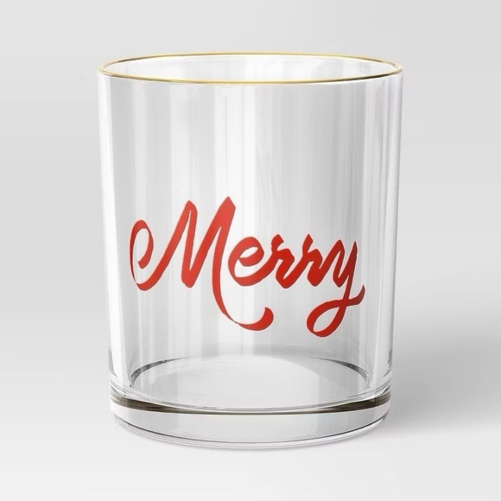 13.8 fl oz Merry Glass Tumbler Red - nwt Threshold